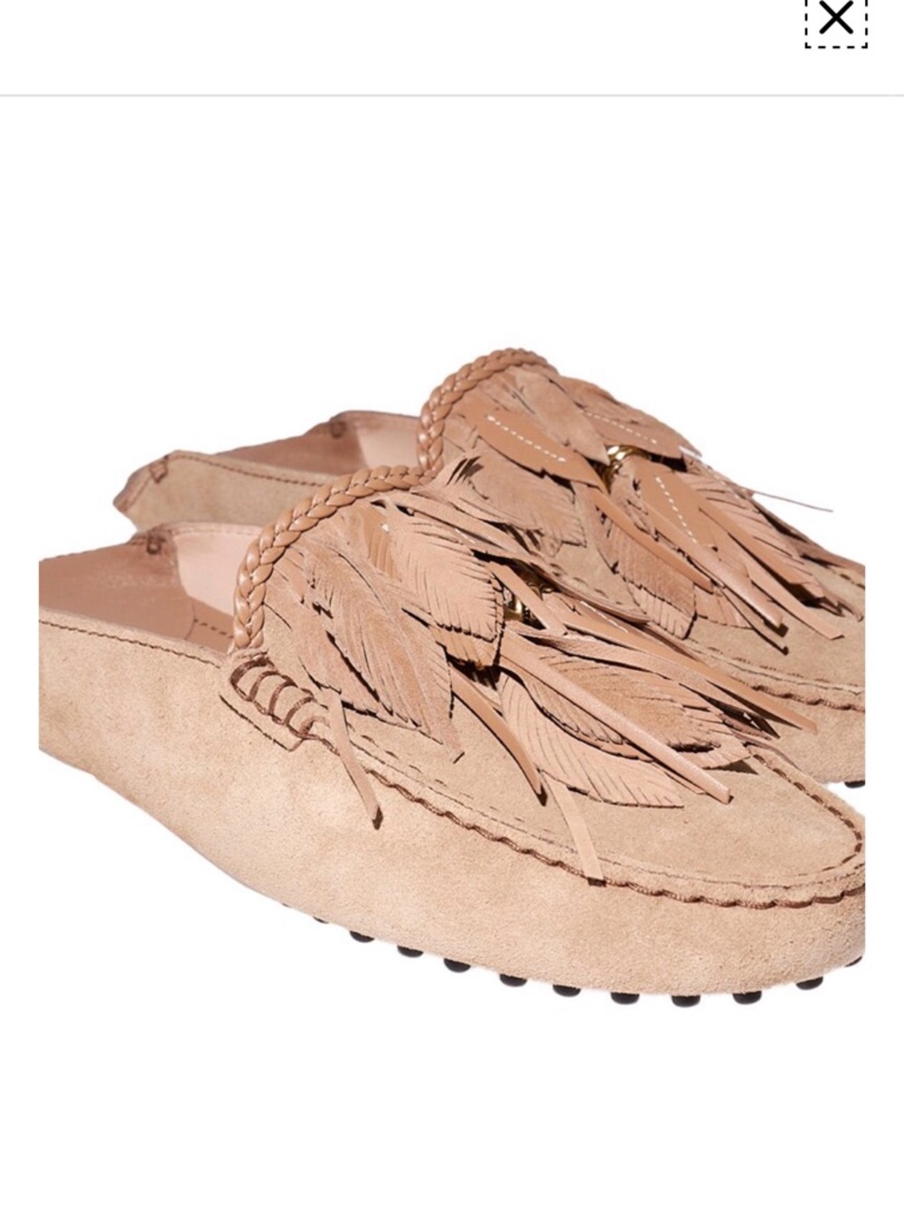 ISO Tod's Beige Suede Fringe Moccasins